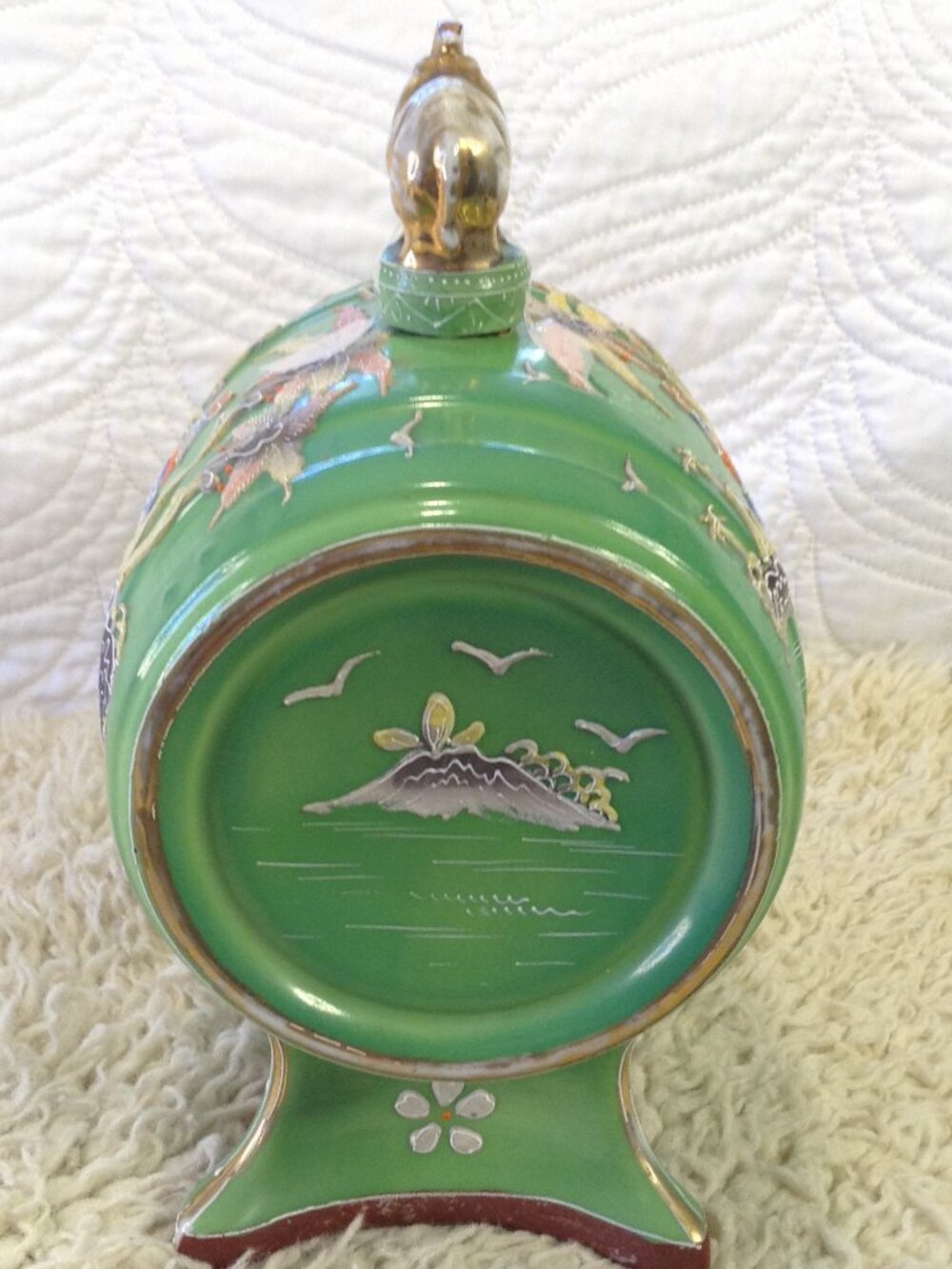 VTG 1920's Kutani Moriyama Green Sake/Liquor w/Stopper Collectble RARE ALL Orig - Picture 4 of 10